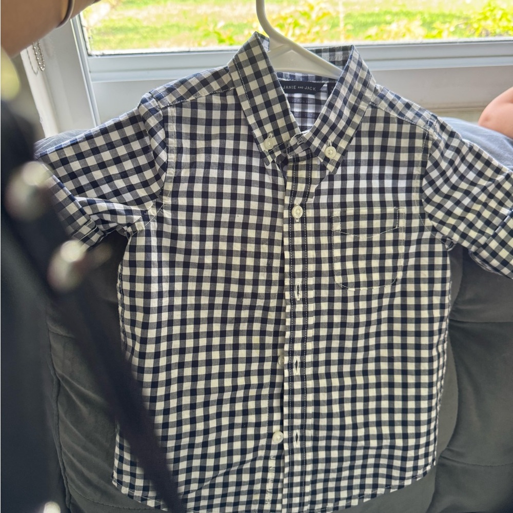 Janie and Jack Black and White Button Down Shirt